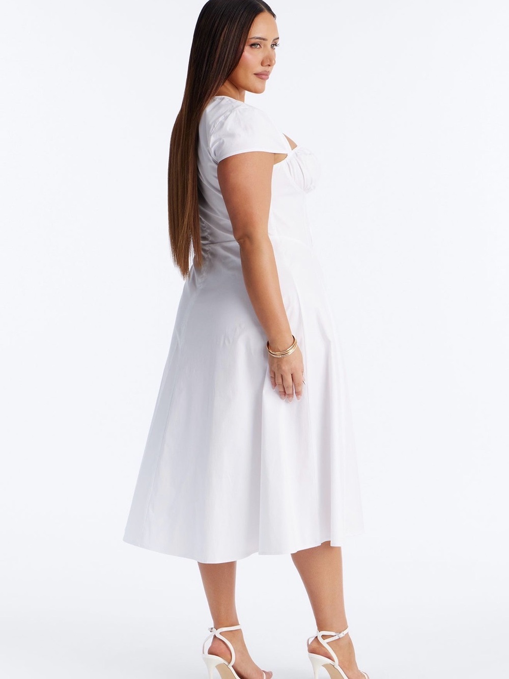NWT Fashion Nova White Square-Neck Midi Dress with Tie Detail 2X - Picture 2 of 3